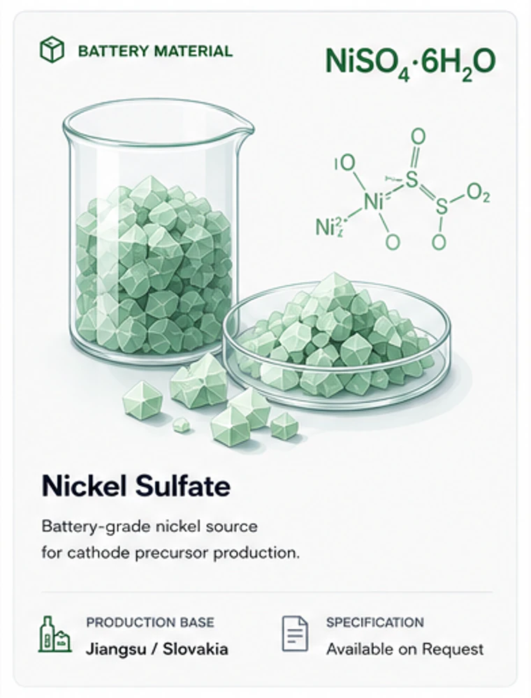 Nickel sulfate battery material illustration